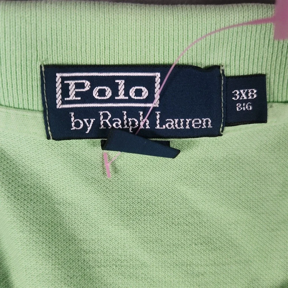Polo Ralph Lauren Shirt‎ Mens 3XB Green Short Sleeve Pique Knit Polo Blue Pony